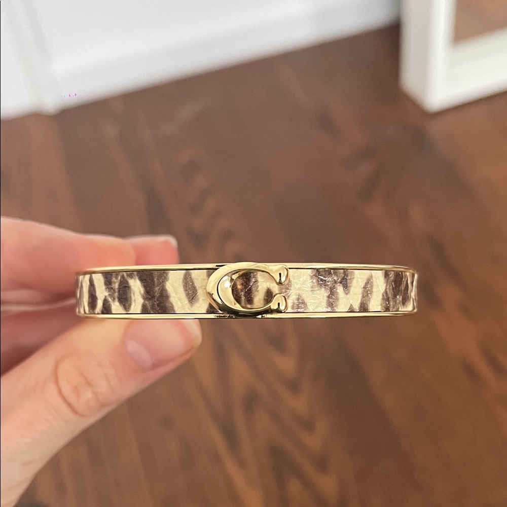 Coach Gold and Brown Leopard Bangle